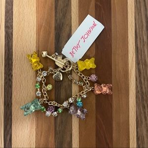 Betsey Johnson Gold-Tone Crystal & Gummy Bear Charm Bracelet